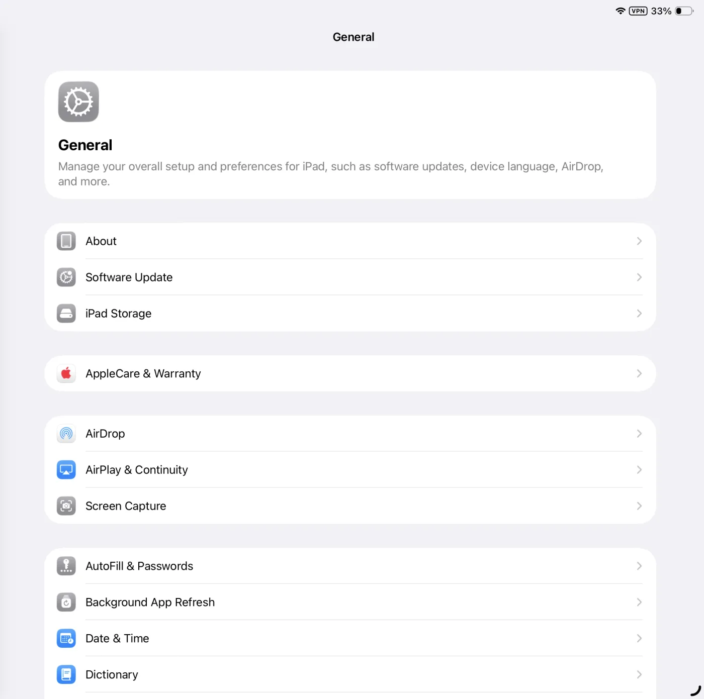 Settings General page showing the Background App Refresh row.